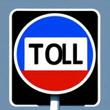 Illustration of a mandatory motorway road sign indicating toll requirement.